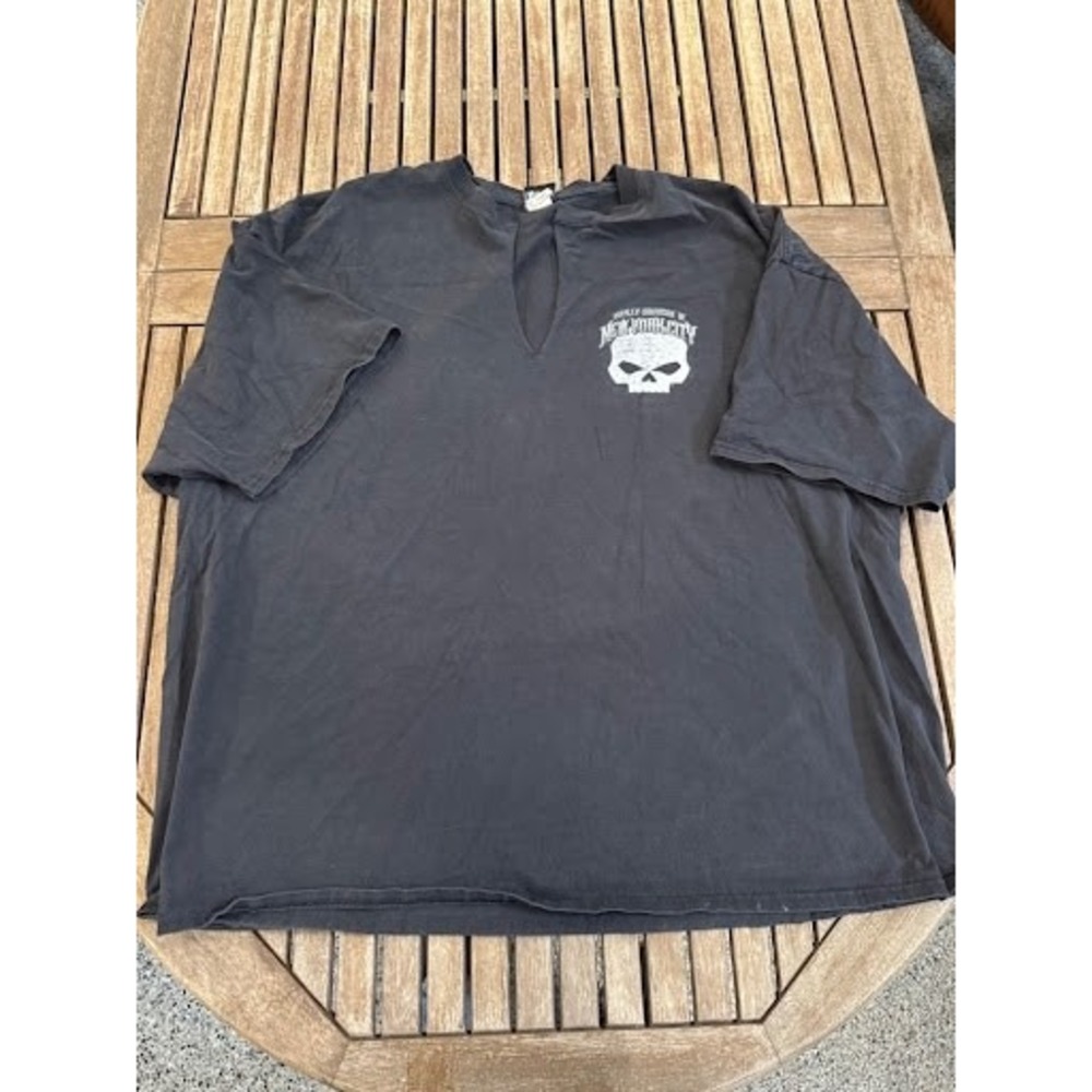 Vintage Harley-Davidson New York City Split Neck T-Shirt Skull Skyline 5XL